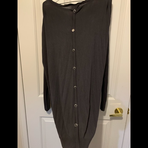 Loose Fit Grey Sweater Dress with Button Detail - Picture 1 of 3